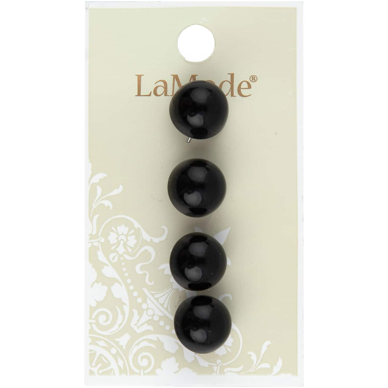 LaMode 9/16" Black Domed Shank Buttons, 4ct.